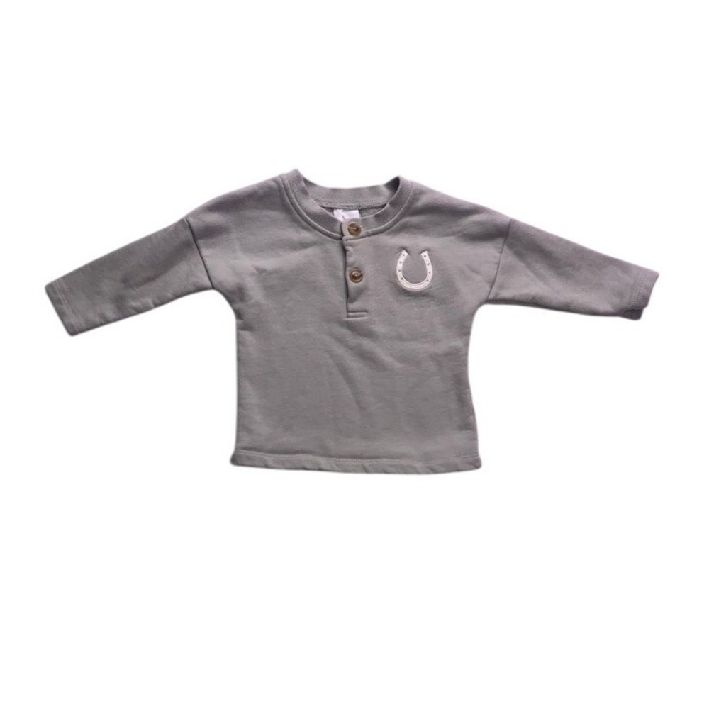 Velvet Fawn Henley Sweatshirt Kids 18-24 Sage Green Horseshoe Western‎
